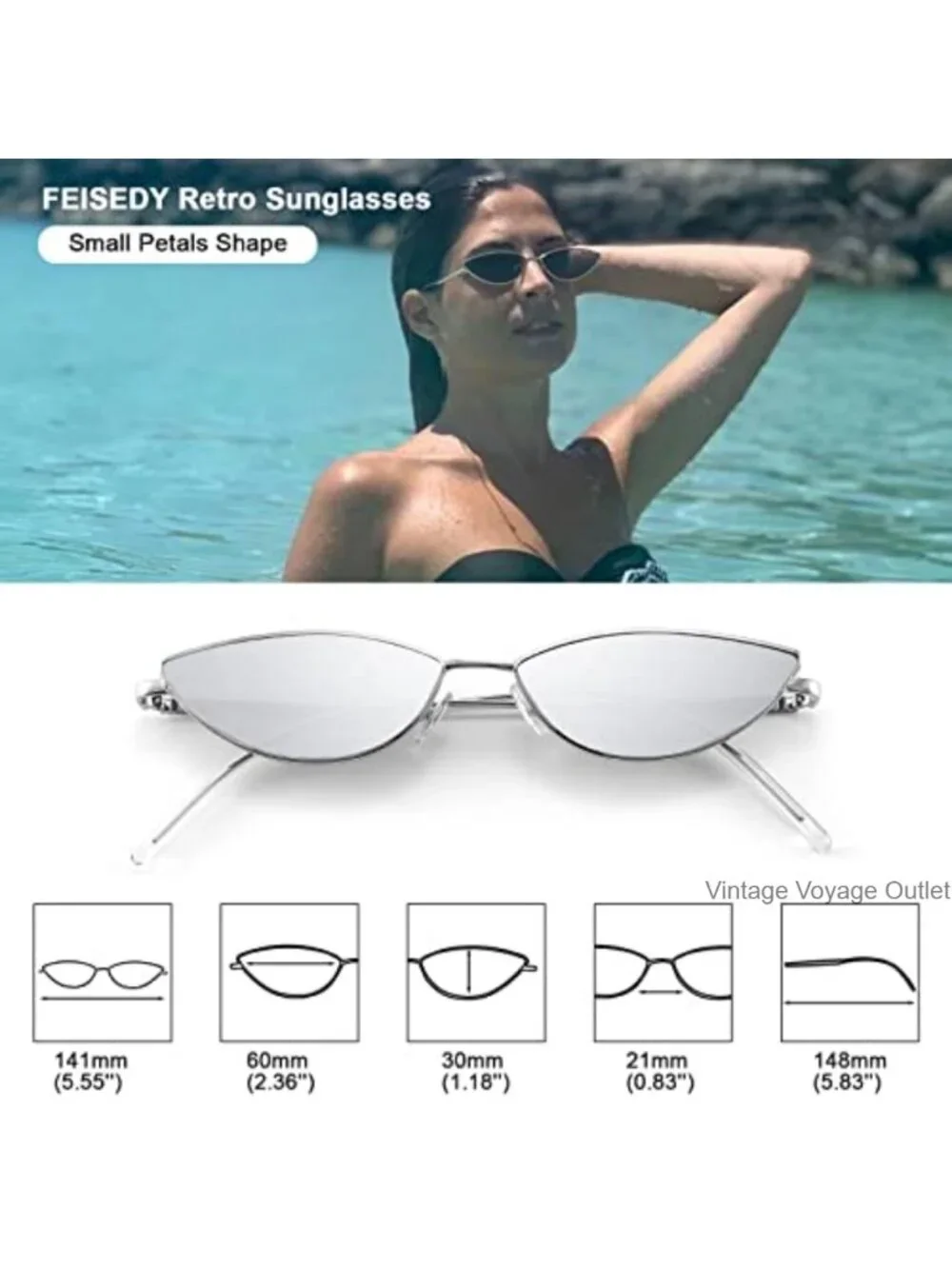 Vintage Cateye Sunglasses for Women Men UV400 Metal Frame Retro